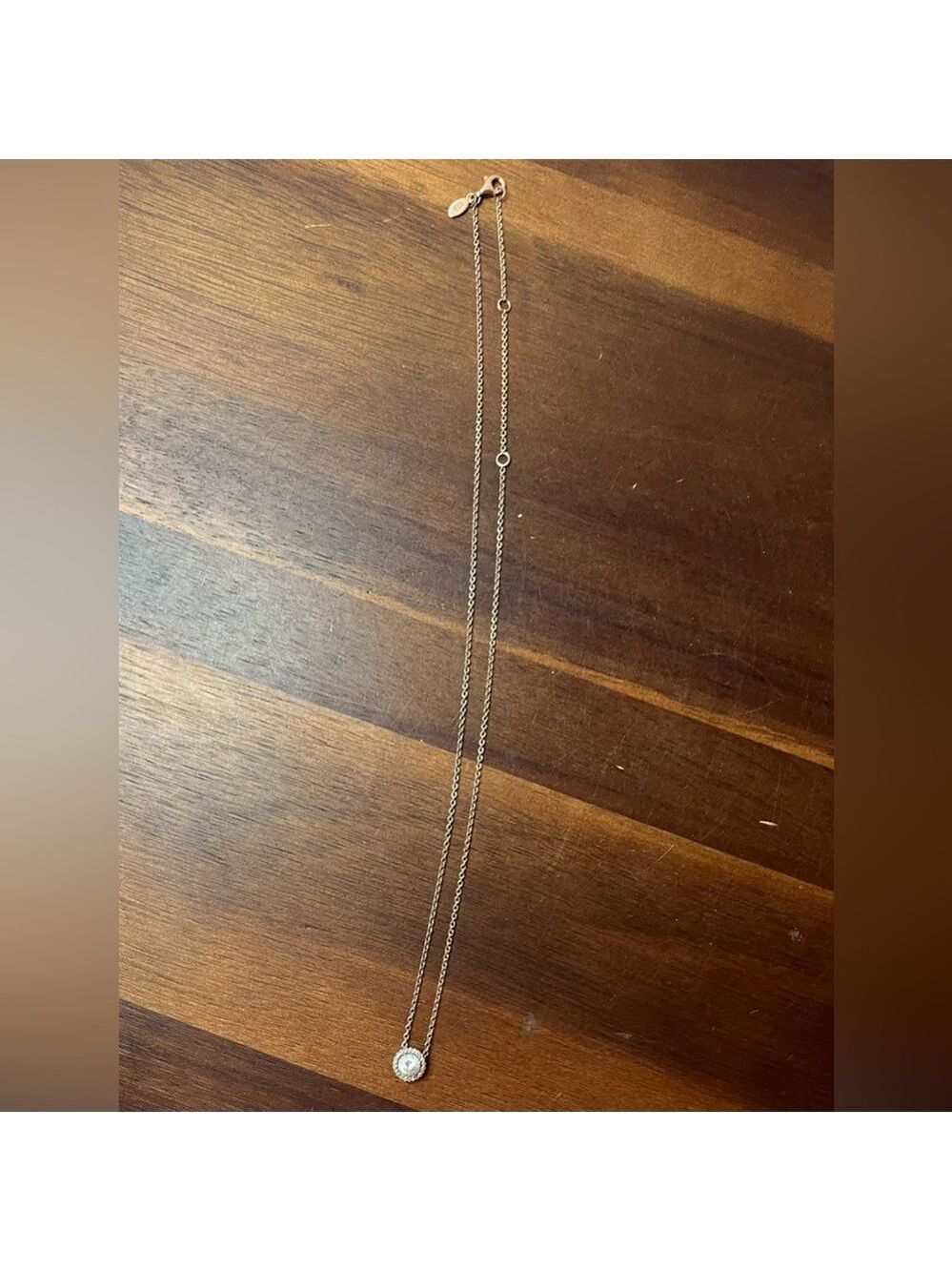 Pandora Rose Gold Necklace ALE MET Bezel CZ Pendant Dainty Adjustable Chain